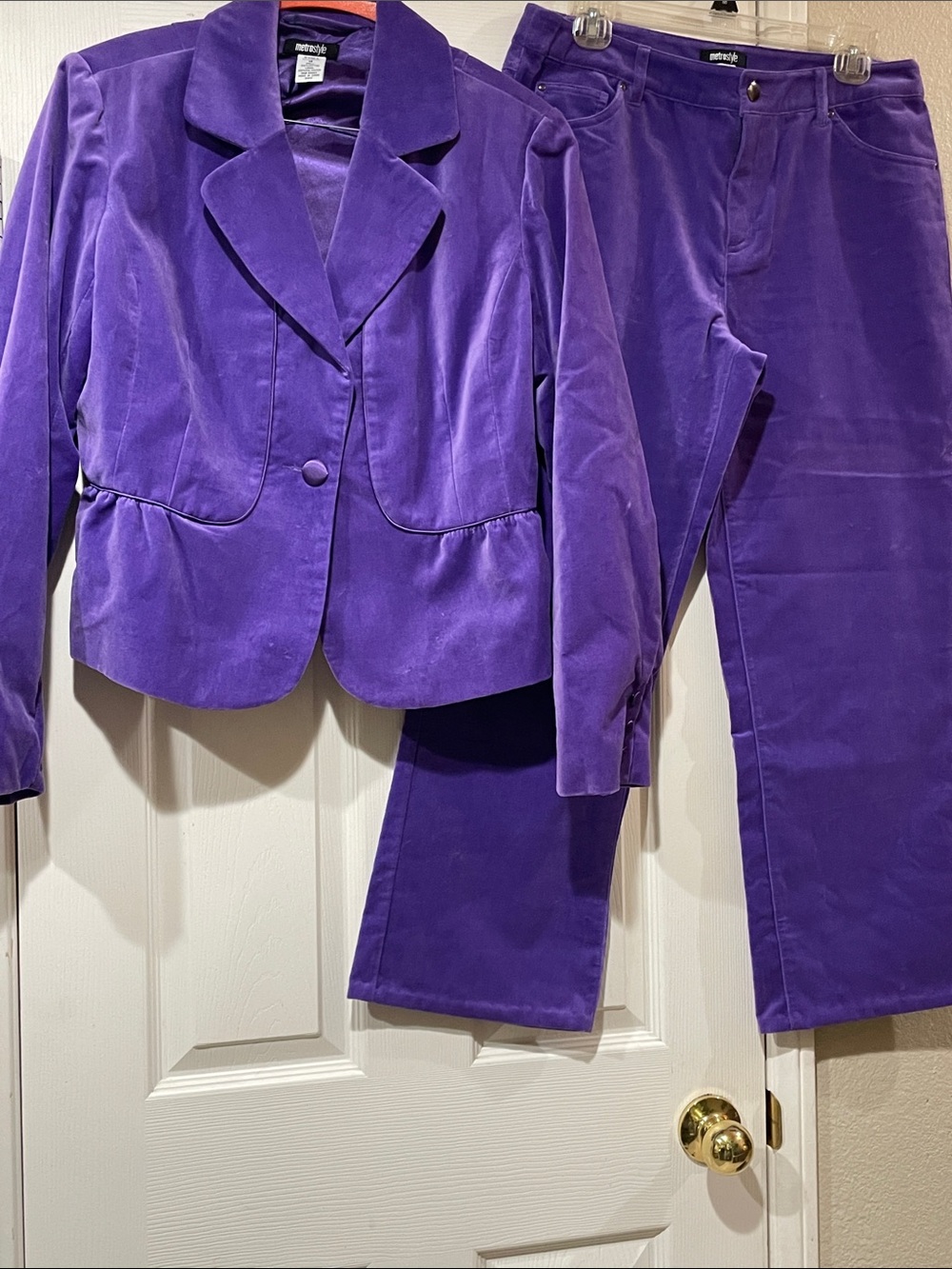 Vintage Purple Velvet Blazer & Pants Set
